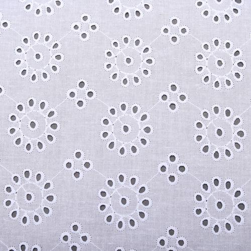 White Four Clover Cutwork Premium Hakoba Fabric