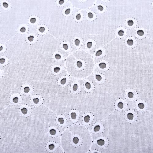 White Four Clover Cutwork Premium Hakoba Fabric