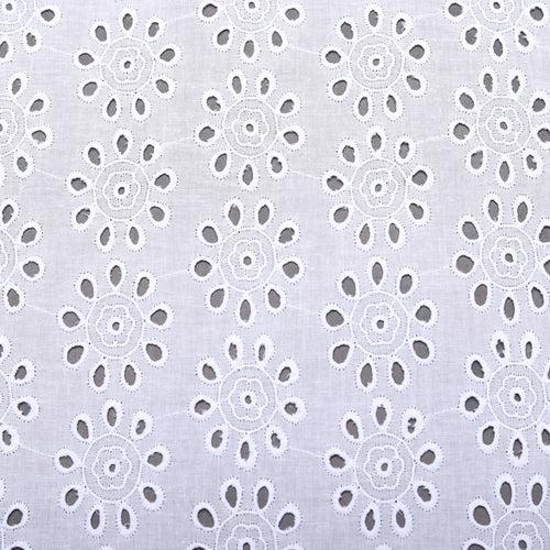 White Round Cutwork Premium Hakoba Fabric