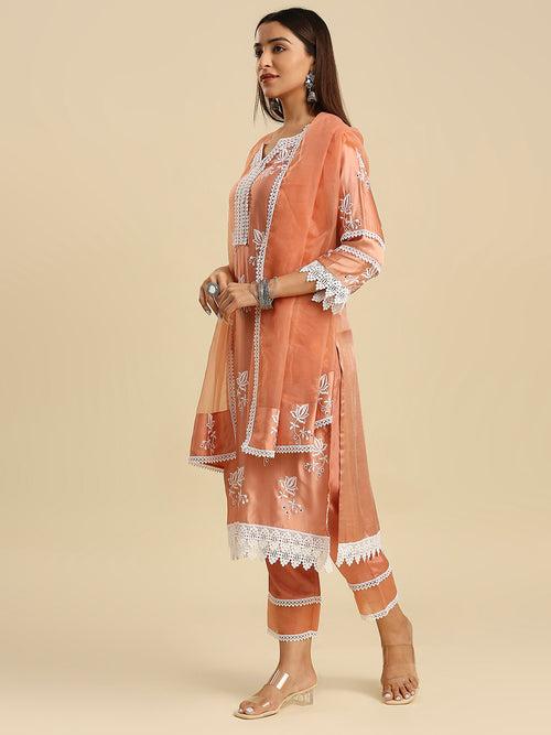 AKINA MODAL SATIN KURTA & DUPATTA  SET