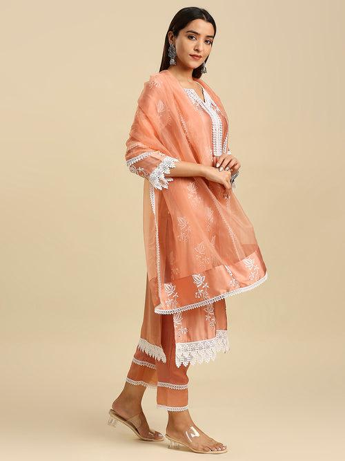 AKINA MODAL SATIN KURTA & DUPATTA  SET