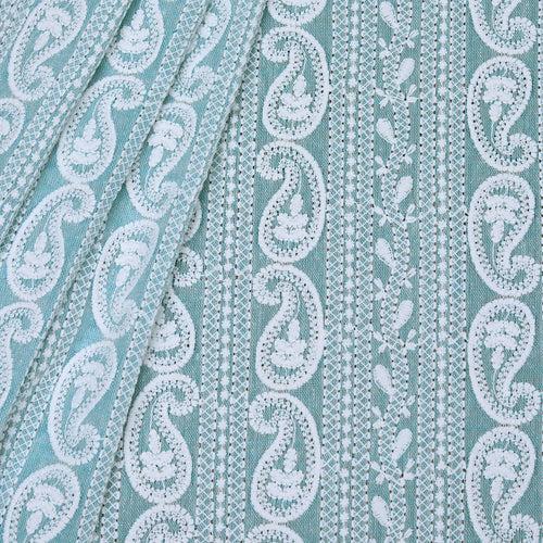 Frozen Blue Botanical Cotton Fabric