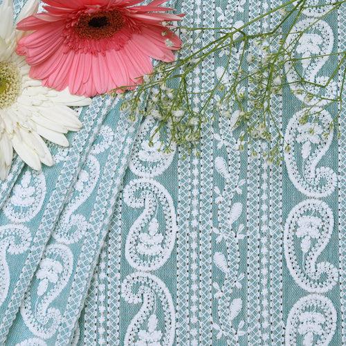 Frozen Blue Botanical Cotton Fabric