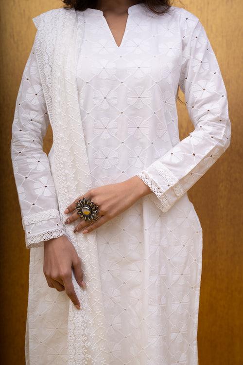 GULBAHAAR LACE EMBELLISHED KURTA