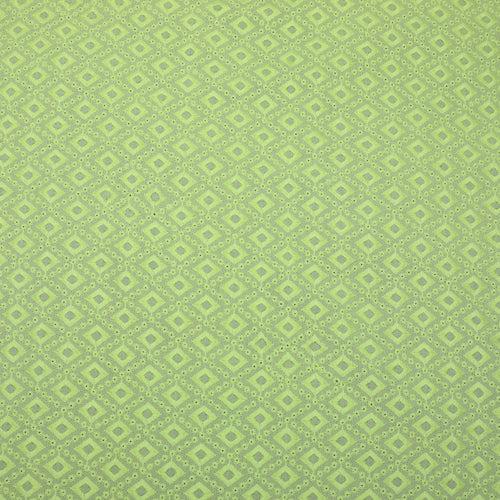 Green Diamond Embroidered Premium Cotton Fabric