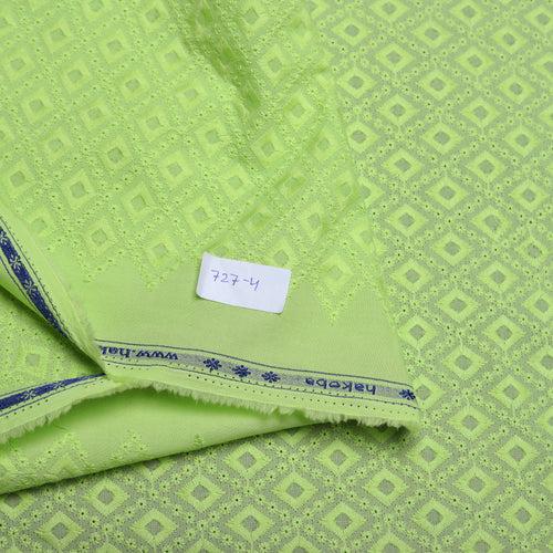 Green Diamond Embroidered Premium Cotton Fabric