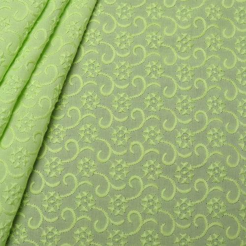 Green Luxe Embroidered Premium Cotton Fabric