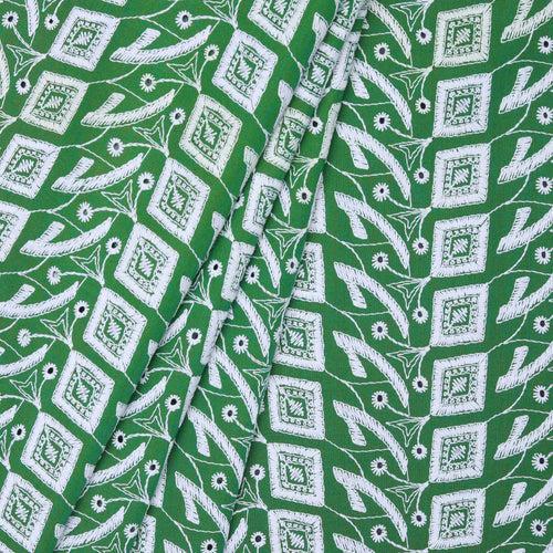 Green Square Cotton Hakoba Fabric