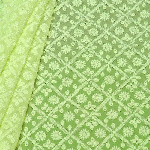 Jaal Green Georgette Fabric