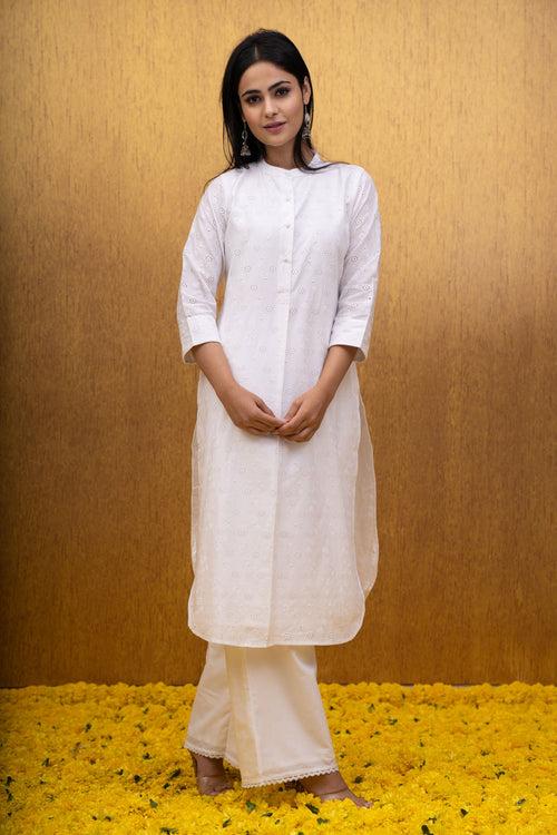 MOGRA FRONT BOX PLEAT KURTA