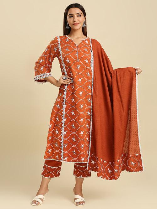 NOORA COTTON SATIN KURTA & DUPATTA SET