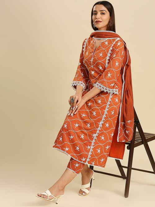 NOORA COTTON SATIN KURTA & DUPATTA SET