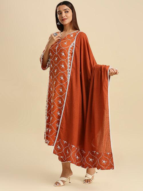 NOORA COTTON SATIN KURTA & DUPATTA SET