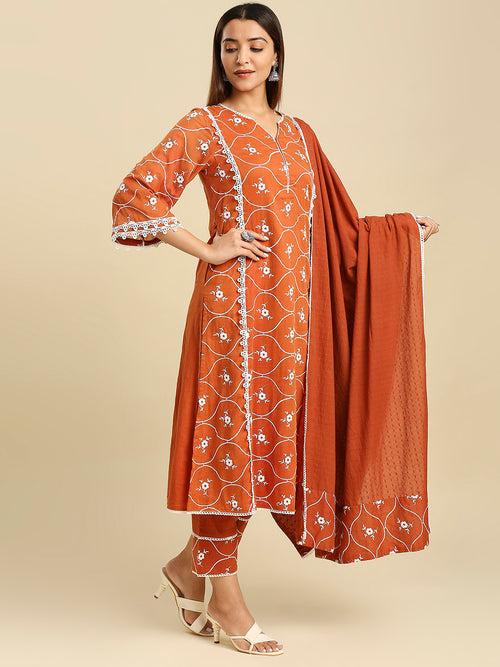 NOORA COTTON SATIN KURTA & DUPATTA SET