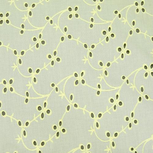 Yellow Bindi Embroidered Premium Cotton Fabric