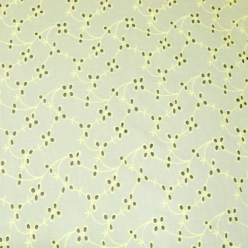 Yellow Bindi Embroidered Premium Cotton Fabric