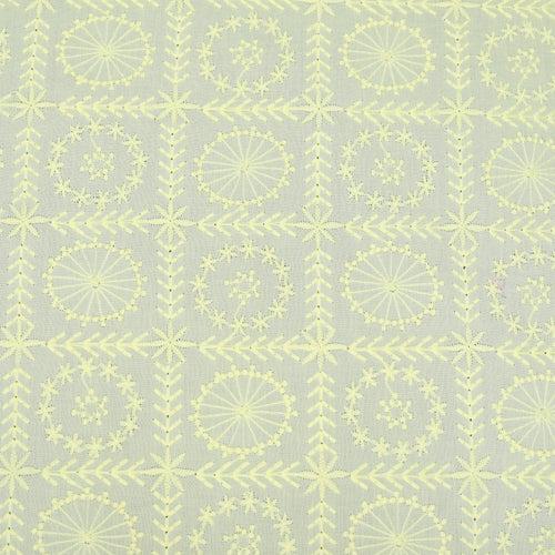 Yellow Geometrical Embroidered Premium Cotton Fabric