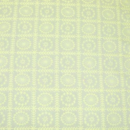 Yellow Geometrical Embroidered Premium Cotton Fabric