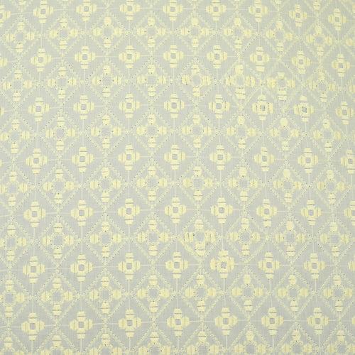 Yellow Hexa Embroidered Premium Cotton Fabric