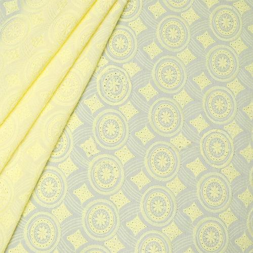 Yellow Hues Embroidered Premium Cotton Fabric