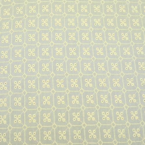 Yellow Stud Embroidered Premium Cotton Fabric