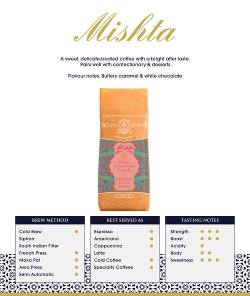 "Mishta" Medium Roast, Single Origin Monsooned Malabar Blend, Gourmet Indian Coffee