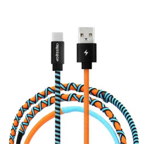 Type C Fast Charging Cable - Orange & Blue