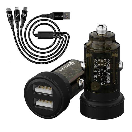 Higher Power Car Charger with 3in1 Charging Cable UM1109