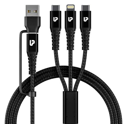 Trio Link+ 18W 3 in 1 Braided Fast Charging Cable UL1142BLK
