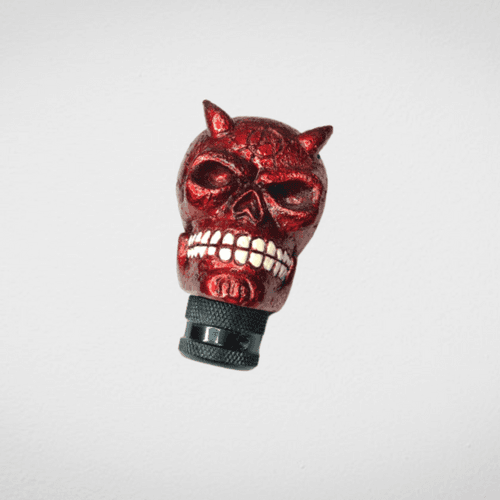 UNIVERSAL CAR GEAR SHIFT KNOB RED SKULL WITH HORN
