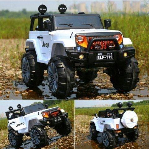 2.4G Remote Control White Battery-Operated BLF Jeep for Kids