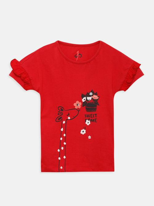 Girls Top (Style-OTG192212) Red