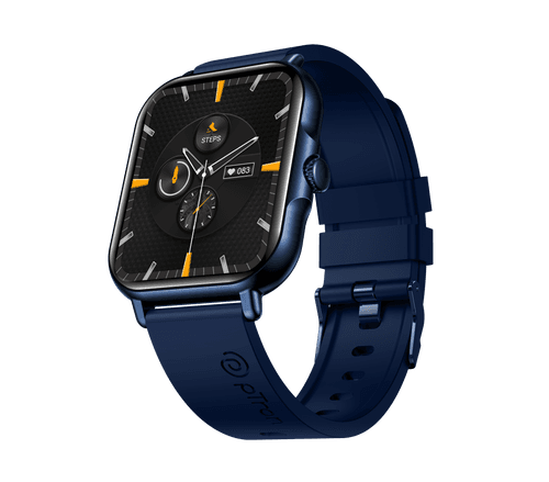 pTron Reflect Callz Smartwatch with Bluetooth Calling, 4.6 cm Full Touch Display, 600 NITS, Digital Crown, 100+ Watch Faces, HR, SpO2, Sports Mode, 5 Days Battery Life & IP68 (Blue)