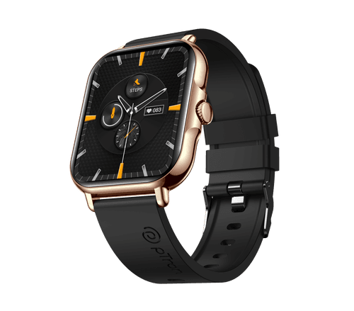 pTron Reflect Callz Smartwatch with Bluetooth Calling, 4.6 cm Full Touch Display, 600 NITS, Digital Crown, 100+ Watch Faces, HR, SpO2, Sports Mode, 5 Days Battery Life & IP68 (Gold)