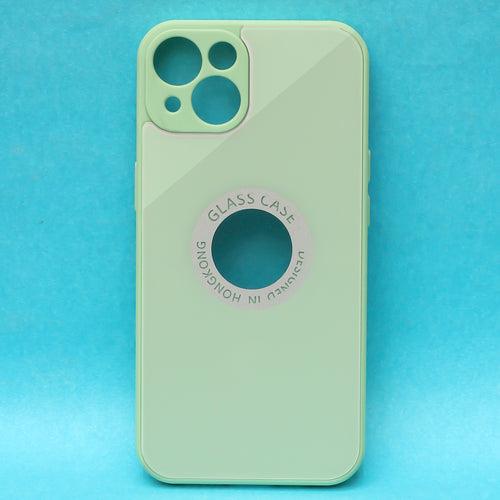 Light Green Glass Logo Cut Silicone case for Apple iphone 13