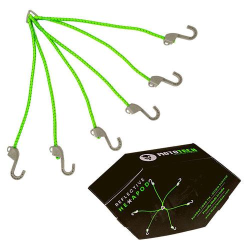 Reflective Hexapod Bungee Cord Tie-down System - 32" / 80cms - Neon + Grey
