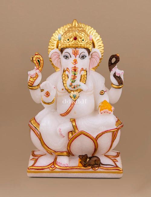 Marble Idol Ganesh 6"