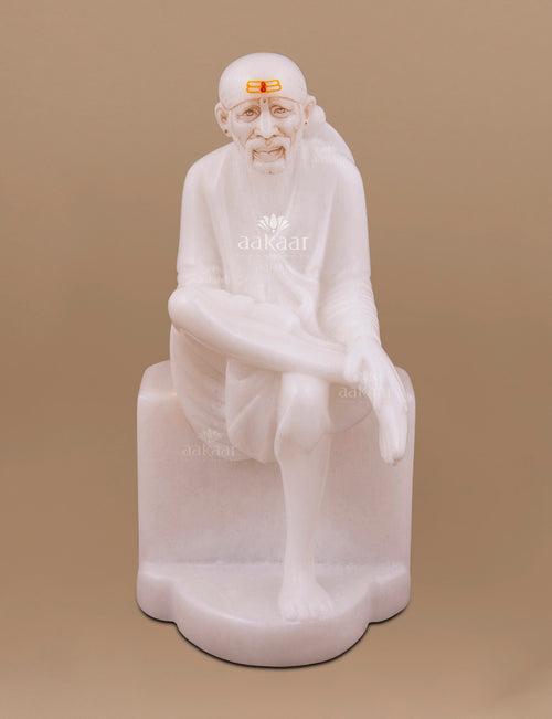 Sai Baba Murti in White Marble 7"