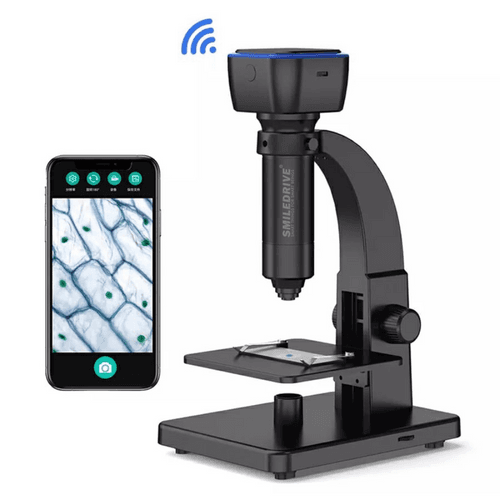 HD Wifi Digital Microscope with 0-2000X Magnification Dual Lens Built in Battery for Office Medical Industrial Use-Wifi Compatible with Android IOS devices & with USB wire for PC