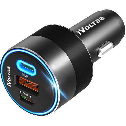 iVoltaa 130W Type C PD Car Charger, 3-Ports USB Car Charger, PD/PPS 100W & PD/QC 30W