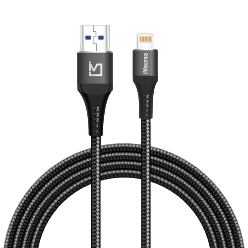 iVoltaa Braided & Metal 4A Sync & Fast Charge Lightning Cable (1.5 / 5.0 Ft. Long - Black)…