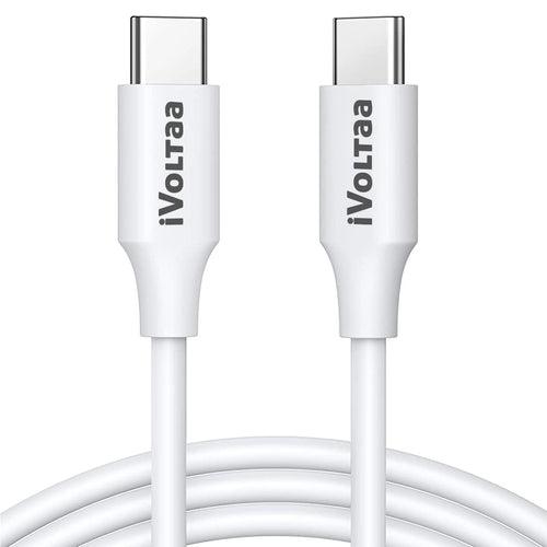 iVoltaa PD 100W USB Type C Fast Charging Cable (20V 5A - 2M / 6.6 Ft Long) - White