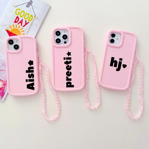 Solid Color Customised iPhone Case With Crystal Charm ( Light Pink )