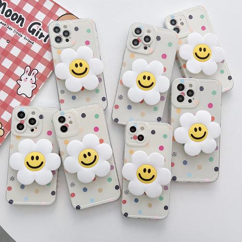 Designer Silicon Case For iPhone With ( Cute Smiley Holder )
