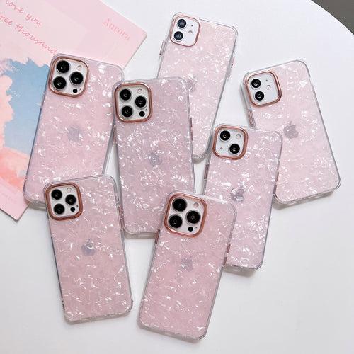Marble Finish Silicon Case With Camera Protection Bump ( Pink Marble )