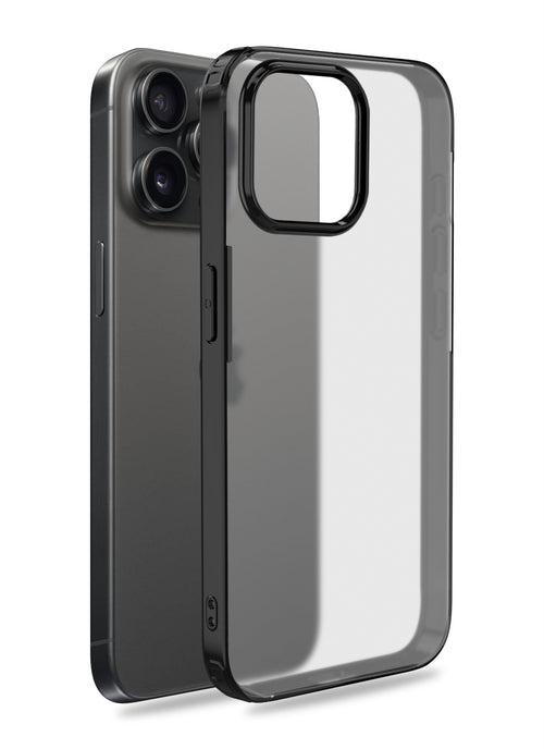 Rugged Frosted Semi Transparent PC Shock Proof Slim Back Cover for Apple iPhone 15 Pro Max, 6.7 inch, Black