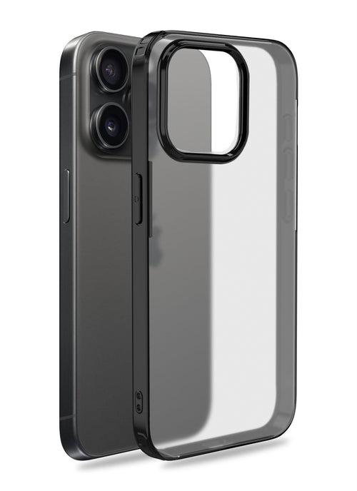 Rugged Frosted Semi Transparent PC Shock Proof Slim Back Cover for Apple iPhone 15 Pro, 6.1 inch, Black