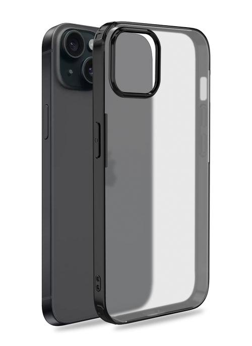 Rugged Frosted Semi Transparent PC Shock Proof Slim Back Cover for Apple iPhone 15 Plus, 6.7 inch, Black