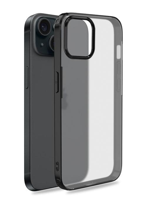 Rugged Frosted Semi Transparent PC Shock Proof Slim Back Cover for Apple iPhone 15, 6.1 inch, Black