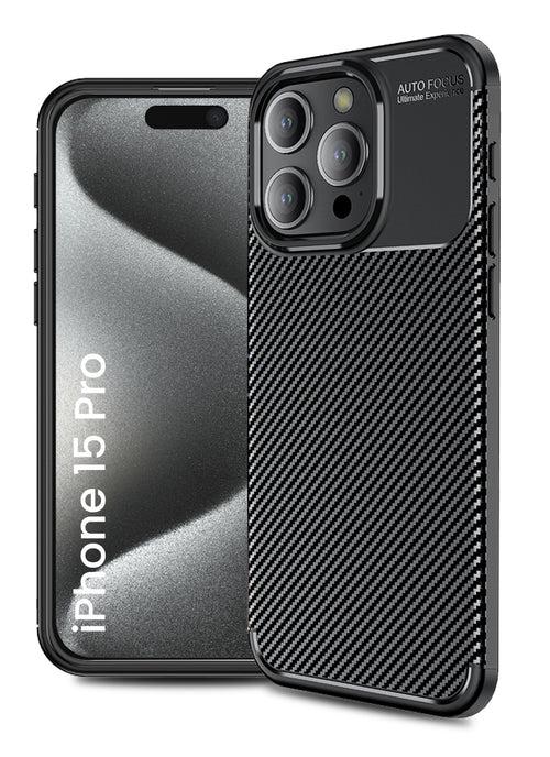 Aramid Fibre Series Shockproof Armor Back Cover for Apple iPhone 15 Pro, 6.1 inch, Black